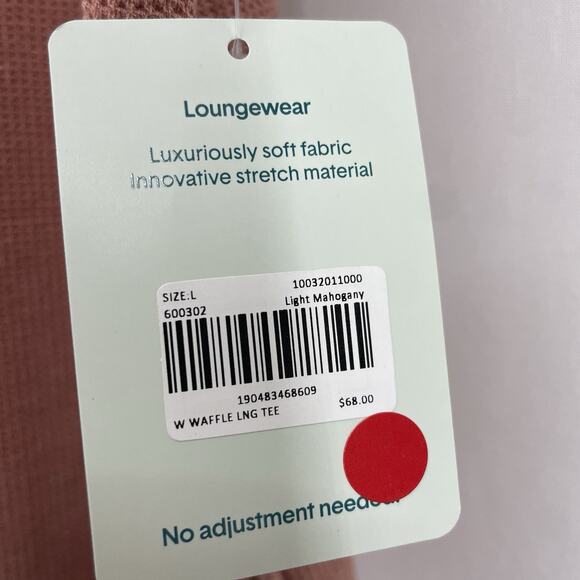 Tommy John Size Large Waffle Knit Sleep Top Short Sleeve Clay Pink Scoop Neck - Picture 6 of 7